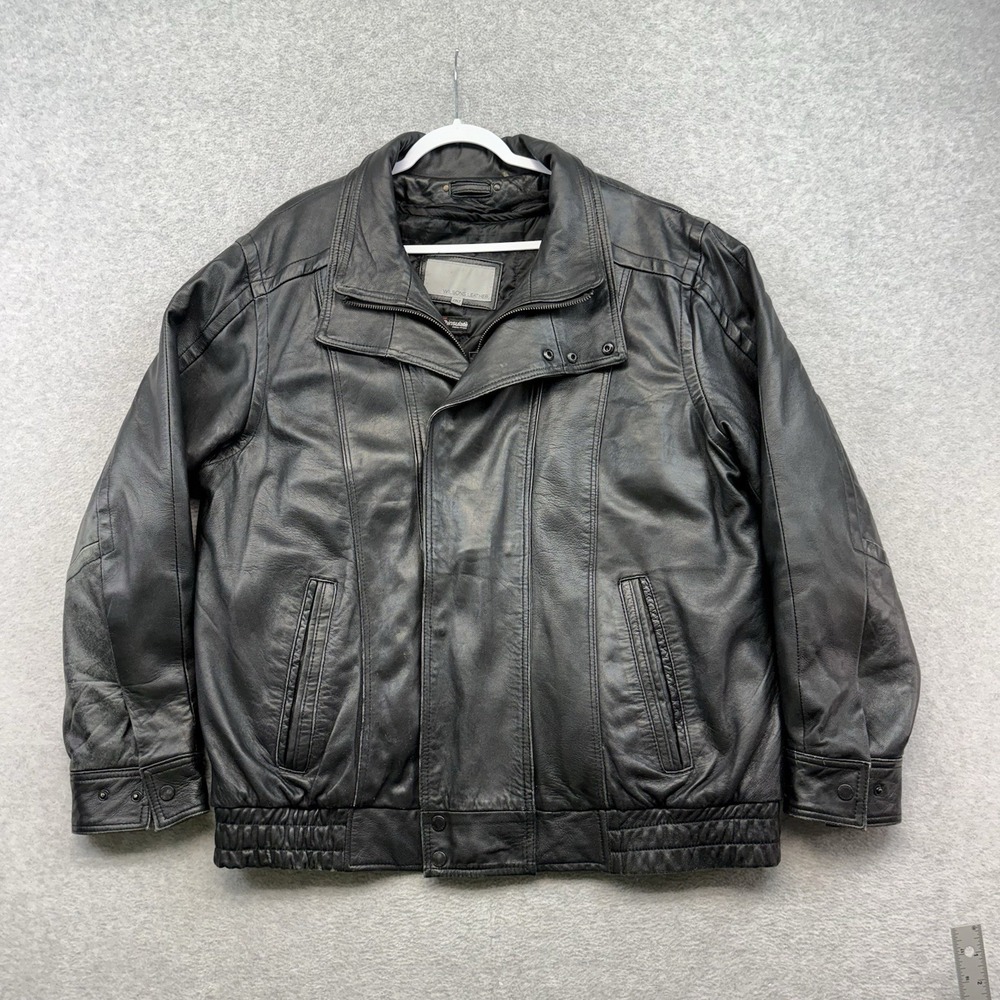 Wilsons Black Thinsulate Bomber Jacket Men's XXLT Zip Button Pockets Casual 2XLT